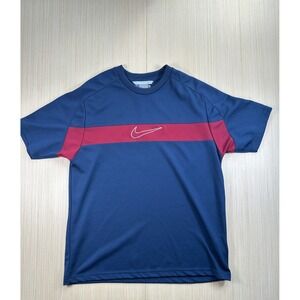 Vintage Nike T Shirt Men Large Blue Center Swoosh Logo Raglan Sleeve Performance